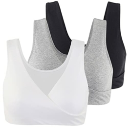 COLOMI Mutterschaft Still-BHS Nahtloser Still-BH zum Schlafen ohne Bügel für Damen (Black+Grey+White/3Pack, M) - 1