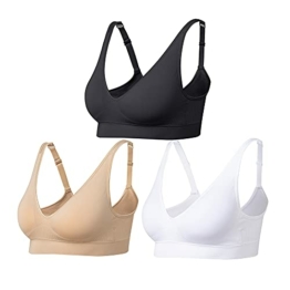 Comfyin Damen BH ohne bügel Bügelloser Bustier 3er Pack,Schwarz +Weiß+Beige,XL - 1