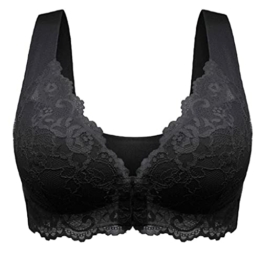 Fangvvi Damen Spitze Halfter BH Ohne Bügel Bustier Ungepolstert Lace V-Ausschnitt Komfort Bra Bügel Sport BH Starker Halt Push-Up BH Bügelloser BH Große Größen für Laufen Joggen Yoga Fitness ML331 - 1