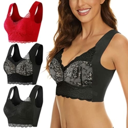 Große Größe Sport BH Set: Push Up Starker Halt Große Brüste 3er Pack Damen Fitness Nahtloser BH ohne Bügel gepolstert Seamless BH unsichtbar Schlaf BH weich Soft BH Klassische Bustier für Frauen - 1
