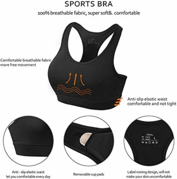 HBselect 3stk Sport BH Bustier Damen Bralette Nathloser mit Polstern Sportbekleidung ohne Bügel atmungsaktiv Joggen Yoga Jumping Fitness - 6