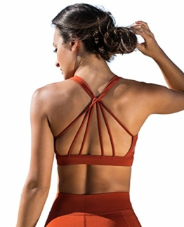 icyzone Yoga Sport-BH Damen Bustier mit Gepolstert - Atmungsaktiv Ohne Bügel Sports Bra Top (S, Persimmon) - 1