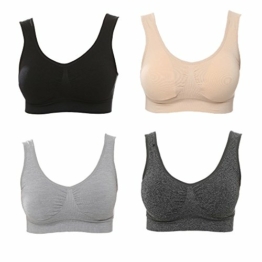 JOJOANS 4er-Pack BH Bralette Die ultimative Komfort-BH gepolstert-Nahtlose Unterstützung Komfort Sport Stretch Aktion Freizeit Hochwertige Unterwäsche, Black Nude Light-grey Dark-grey, L - 1