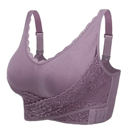 Orbescl Bustier Damen Spitzen Sport BH Push Up Ohne Bügel BH für Frauen Nahtloser Bügelloser -BH Bequem Schlaf Unterwäsche Stretch Plus Size Bra Wohlfühl Korsett Fitness Große Bralette - 1