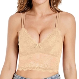 SHEKINI Crop Top Spitzen BH Ohne Bügel Bralette Damen Spitze Longline Bustier Abnehmbare Gepolstert Nicht Abnehmbarer Schulterriemen Sexy Unterwäsche - 1