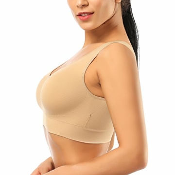 SIMIYA Damen Bequem BH, Klassische Frauen Bustier, Push Up und Ohne Bügel, 1er Pack 3er Pack(Schwarz+Weiß+Beige,XXXXL) - 2