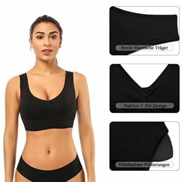 SIMIYA Damen Bequem BH, Klassische Frauen Bustier, Push Up und Ohne Bügel, 1er Pack 3er Pack(Schwarz+Weiß+Beige,XXXXL) - 6