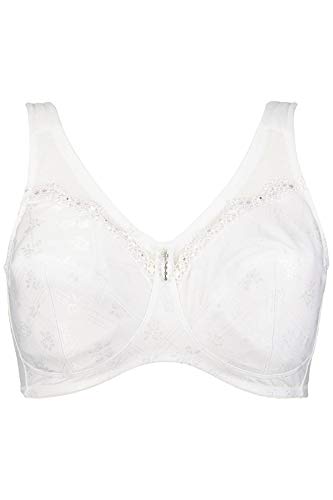 Ulla Popken Damen Entlastungs, Kelly, ohne Bügel, Spitze Bügelloser BH, Weiß (Weiss 20), (Herstellergröße:95D) - 4