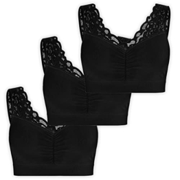 UnsichtBra Spitzen Bustier Damen BH ohne Buegel | 3er Set Wohlfühl Bustiers Tops mit feiner Spitze | Bügelloser Soft Bra | Schlaf Still Büstier (l_SSS)(XL) - 1