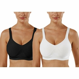 Vertvie Damen 1/2/3er Set Sport BH Einfarbig Ohne Bügel Bustier Klassische Bequem Stretch Bra Mittle Halt Gepolstert Wohlfühl-BH(Schwarz+Weiß,XL) - 1