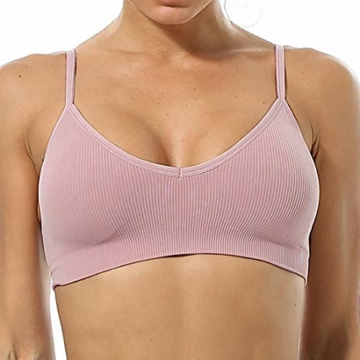 Vertvie Damen 2/3/4er Set Basic Wohlfühl BH Sport BH Spaghettiträger Bralette ohne Bügel Nahtlose Gepolsterte mit Spaghetti Bra Top Low Support Bra(Schwarz/Weiß/Hellgrau/lila, EU S/Tag M) - 2