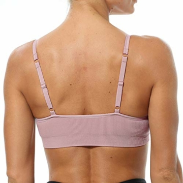 Vertvie Damen 2/3/4er Set Basic Wohlfühl BH Sport BH Spaghettiträger Bralette ohne Bügel Nahtlose Gepolsterte mit Spaghetti Bra Top Low Support Bra(Schwarz/Weiß/Hellgrau/lila, EU S/Tag M) - 5