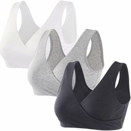 ZUMIY Nahtloser Still BH ohne Bügel, Maternity Nursing Bras Schwangerschafts-BH und Stillzeit Unterwäsche Stillen und Schlaf Ohne Bügel für Damen (M,Black+Grey+White/3pack) - 1